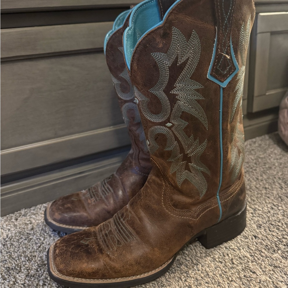 Ariat Brown and Blue Western Boots